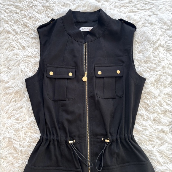 🤍NWOT! Calvin Klein Black Sleeveless Dress with Gold Accents - Picture 4 of 5